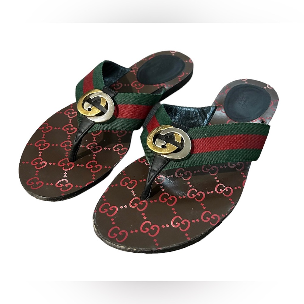Gucci Kika Web Thong Sandals